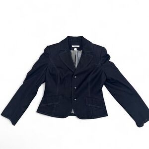 Dress Barn Classic Dark Denim Blazer with Button Acenes